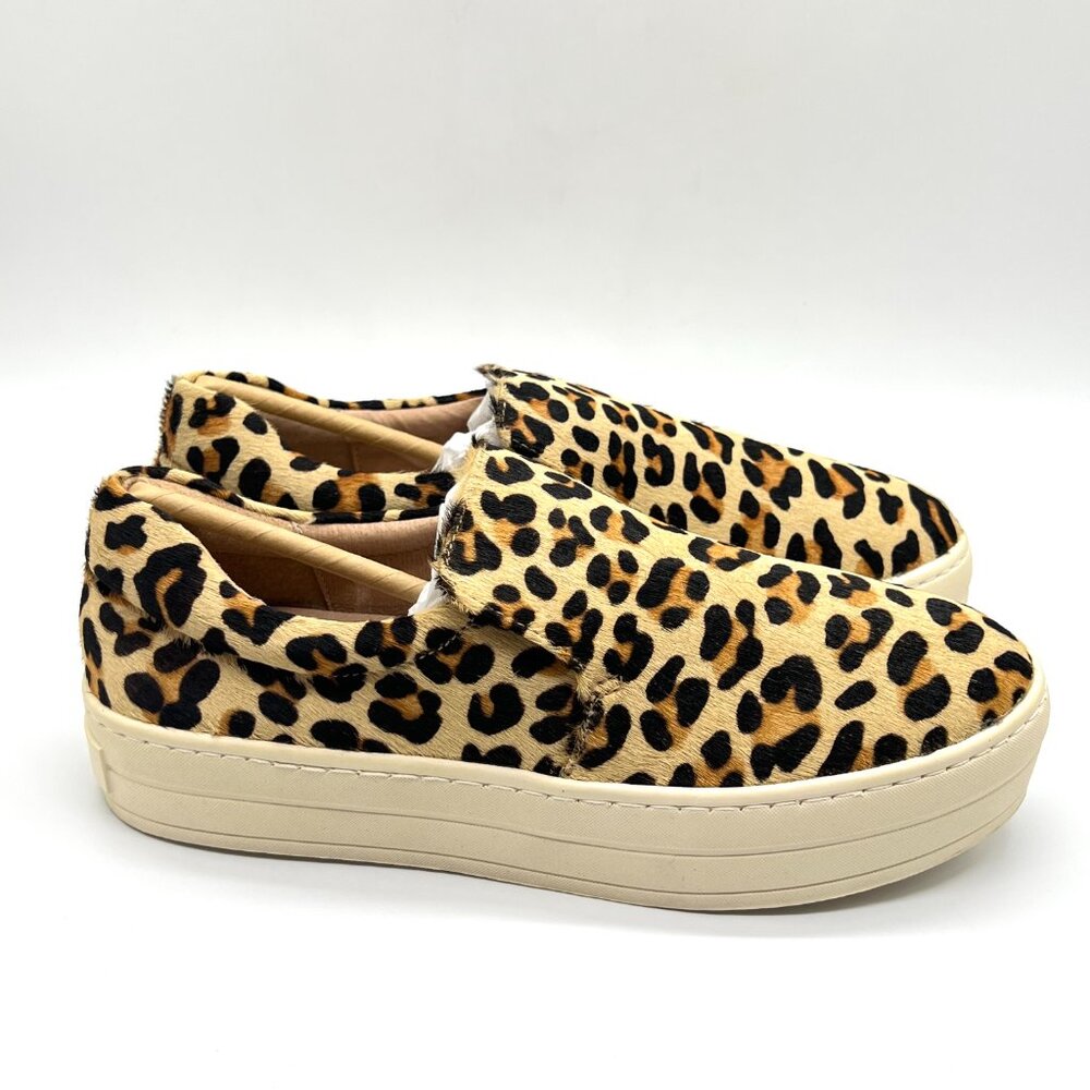 JSLIDES Womens Size 7 Harry Black Brown Tan Leopard Animal Print Sneakers‎ Shoes